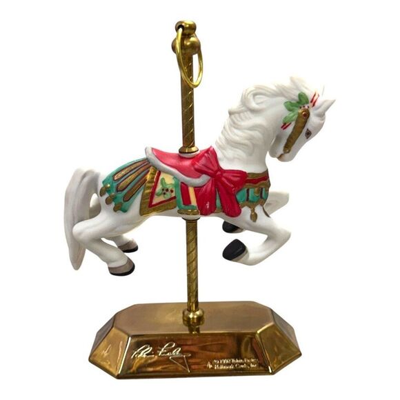 Hallmark Keepsake Ornament 1992 Tobin Fraley Fine Porcelain & Brass Carousel Hor - Picture 7 of 8